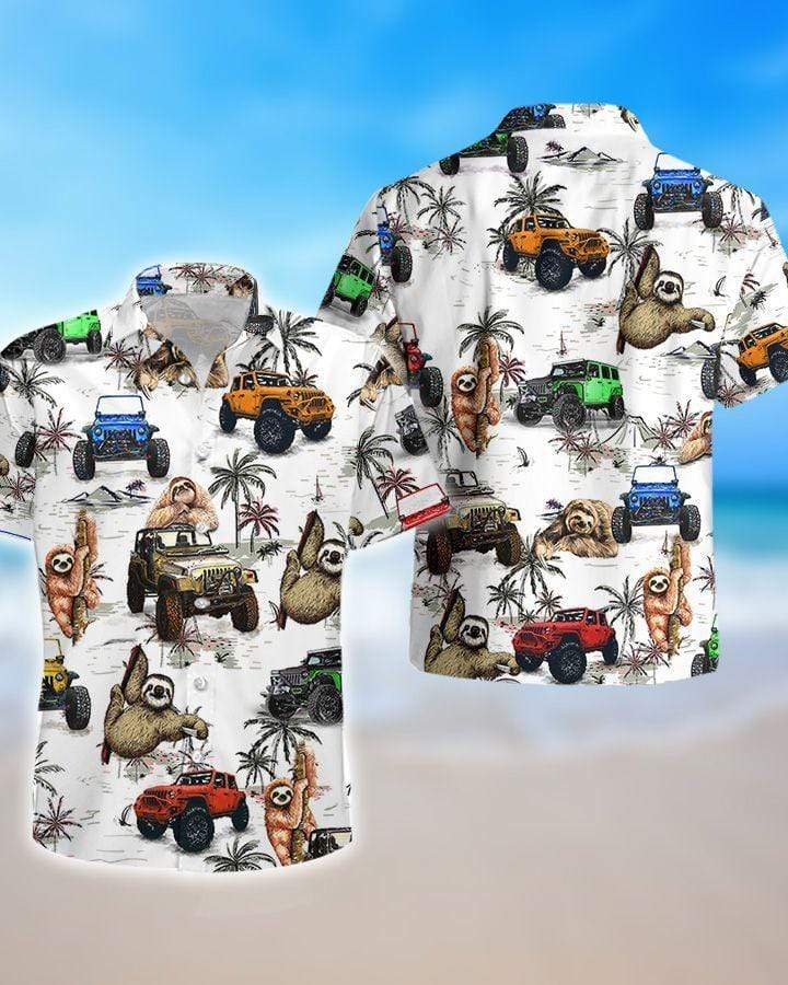 Hawaii Aloha Shirt Made In Jeep Sloth Ocean Ha93267