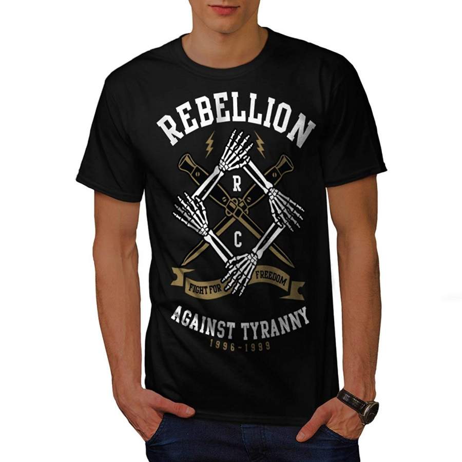 Rebellion V Tyranny Uprising Men New Black Red T-Shirt