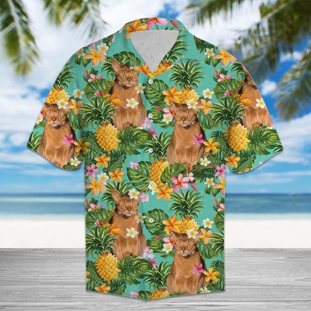 Tropical Pineapple Abyssinian Aloha Hawaiian Shirt Colorful Short Sleeve Summer Beach Casual Shirt For Men And Women