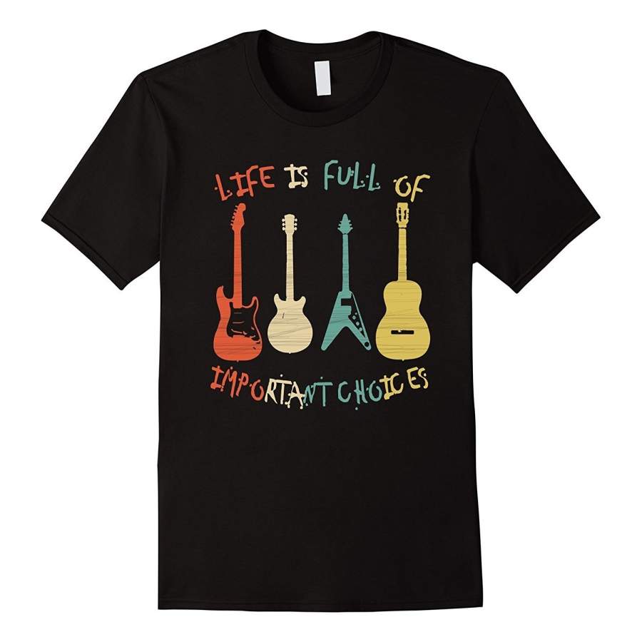 Vintage Guitar T-Shirt Electric And Acoustic Men’S Short Sleeve T-Shirt