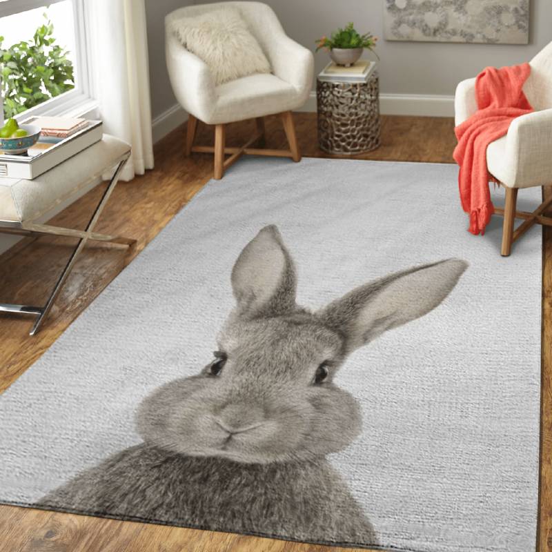 Rabbit Portrait – Animals Area Rug Carpet