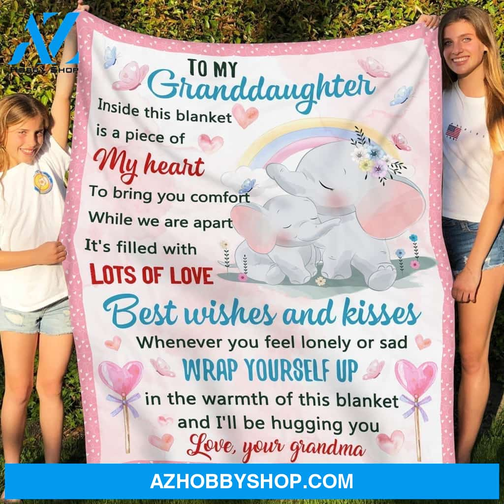 To My Granddaughter Lovely Elephants Fleece Blanket From Grandma I’Ll Be Hugging You