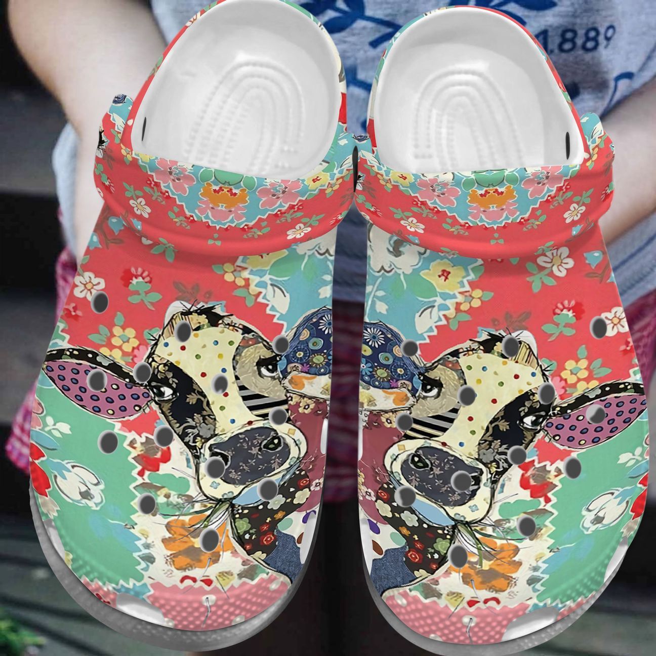 Quilting Personalized Clog, Custom Name, Text, Color, Number Fashion Style For Women, Men, Kid, Print 3D Quilting Cow