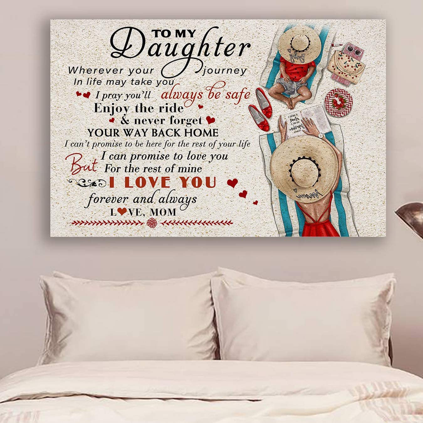 Poster for Room Aesthetic -Command Strips Wall Decor – Hn212 Family Poster – Mom to Daughter – Wherever Your Journey in Life