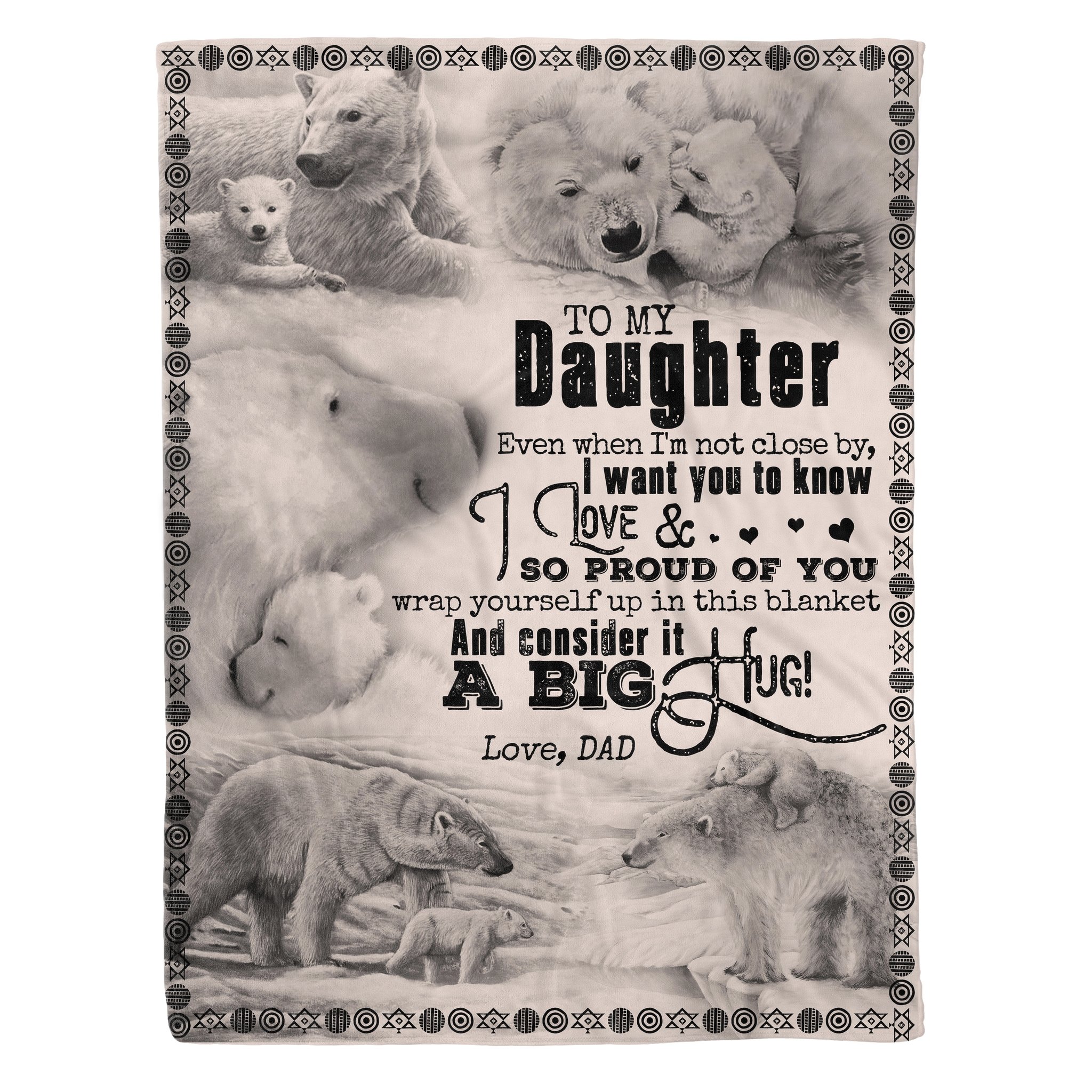 To Daughter – Bear – A Big Hug – Fleece Blanket