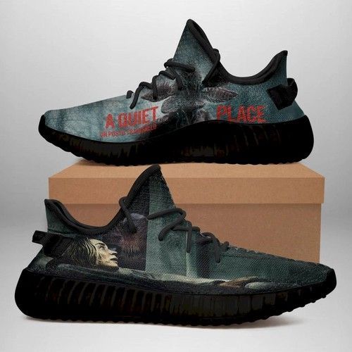 A Quite Place Black Yeezy Sneaker Custom Shoes 2020