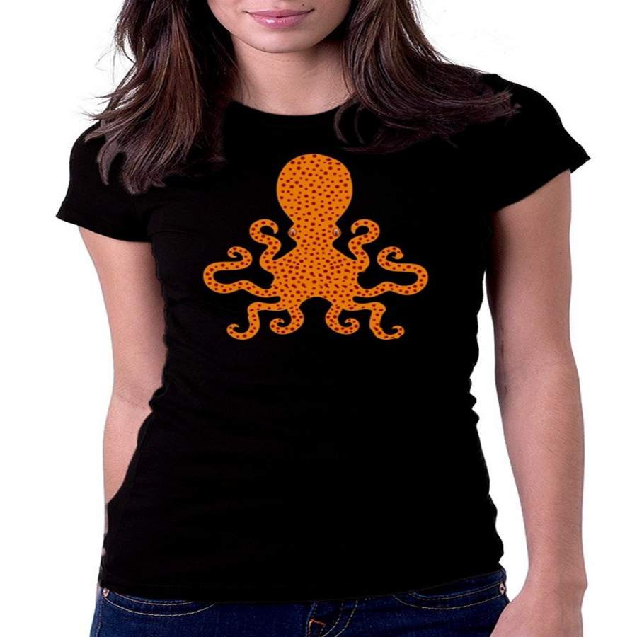 Women’s Octopus Orange Cute Tee T-Shirt Women Short Sleeve T-shirt