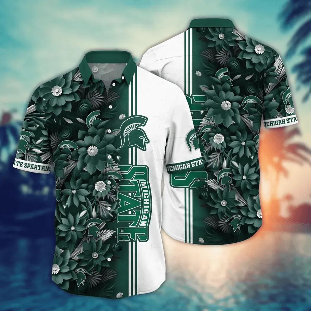 Michigan State Spartans Ncaa Flower Aloha Hawaiian Shirt 3, Ncaa Hawaiian Shirt
