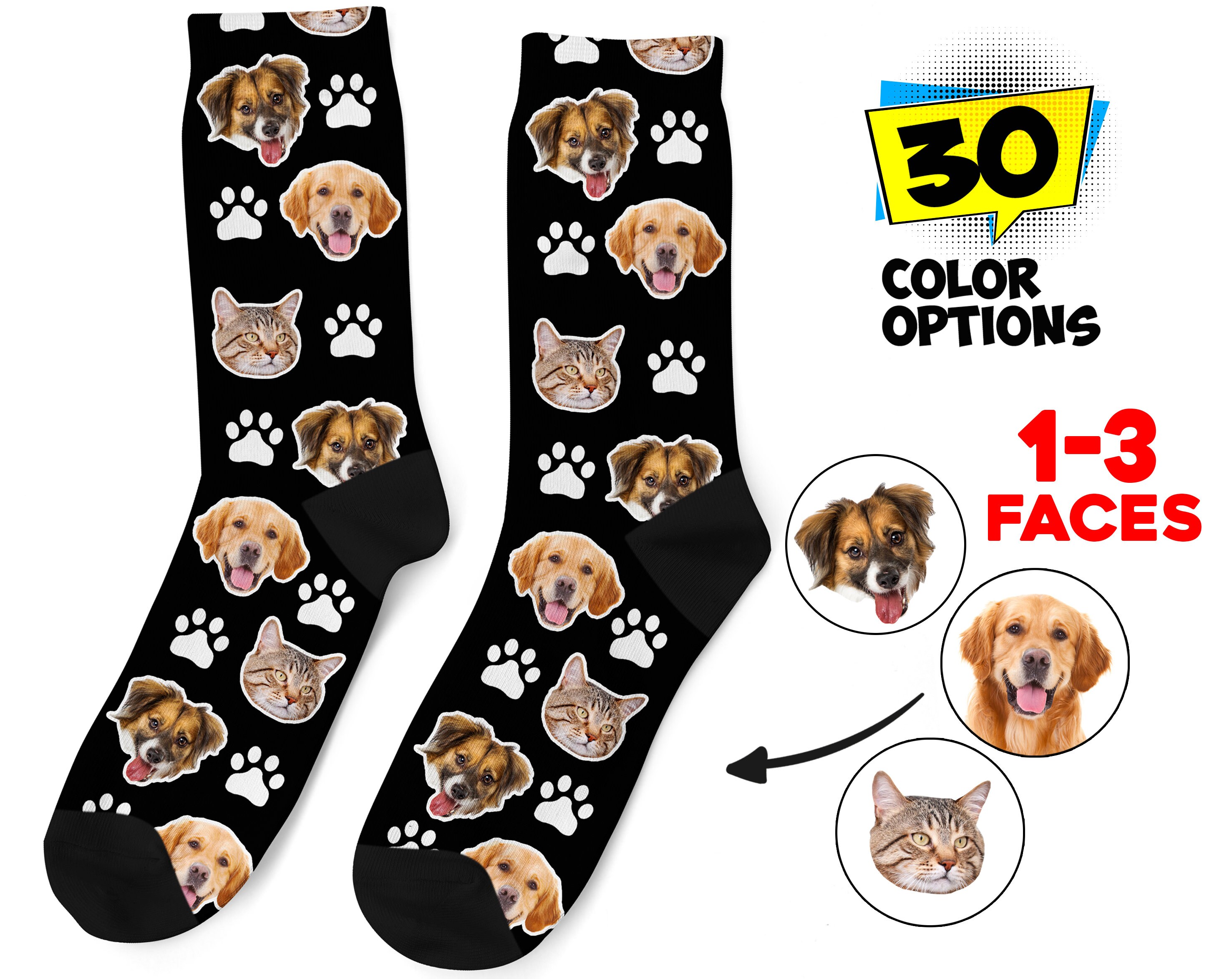 Custom Dog Socks, Personalized Pet Photo Socks Customized Cute Dog Cat Face, Dog Lover Picture Gift Funny Dog Socks Dog Mom Gift Pet Socks