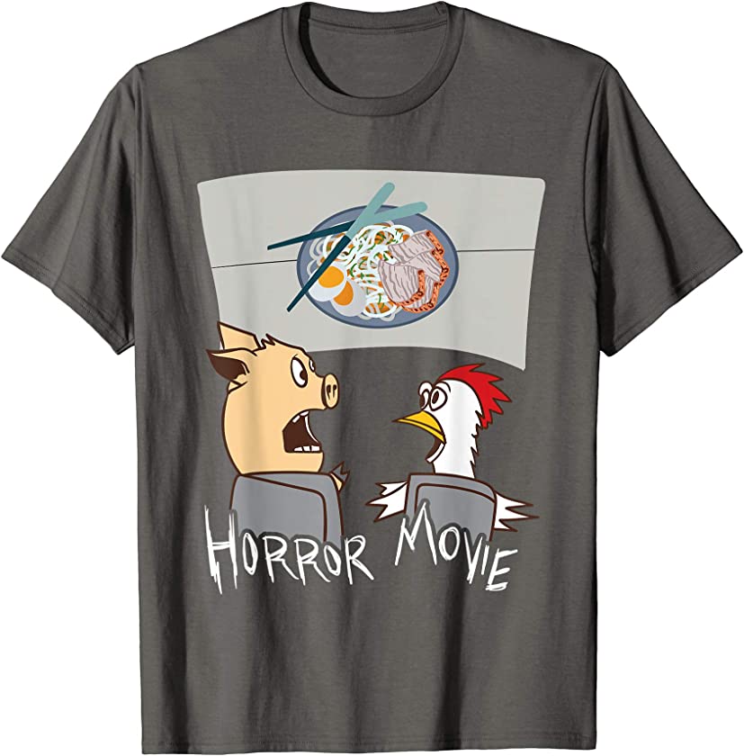 Pig Chicken Horror Movie Ironic Funny Animal T-Shirt