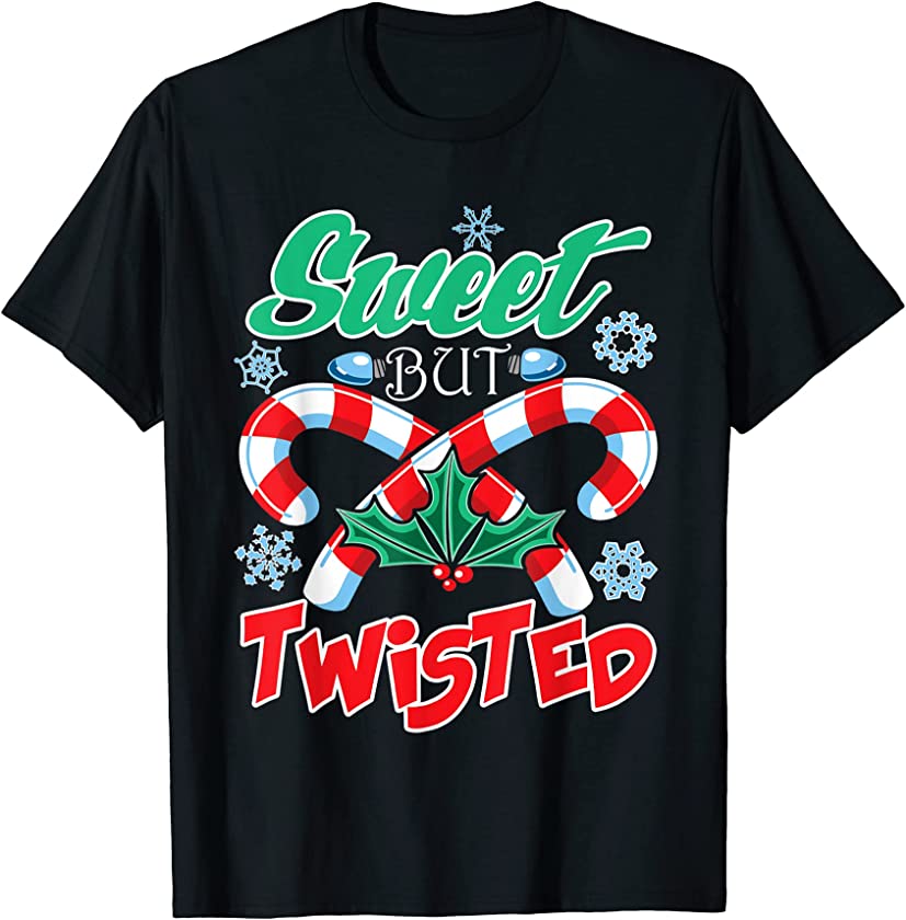 Sweet But Twisted Funny Women’s Christmas Candy Cane Pajama T-Shirt