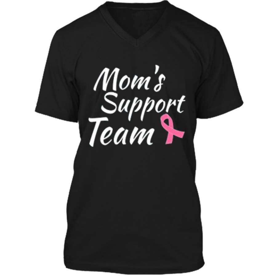 Breast Cancer Shirt Moms Support Team Mens Printed V-Neck T