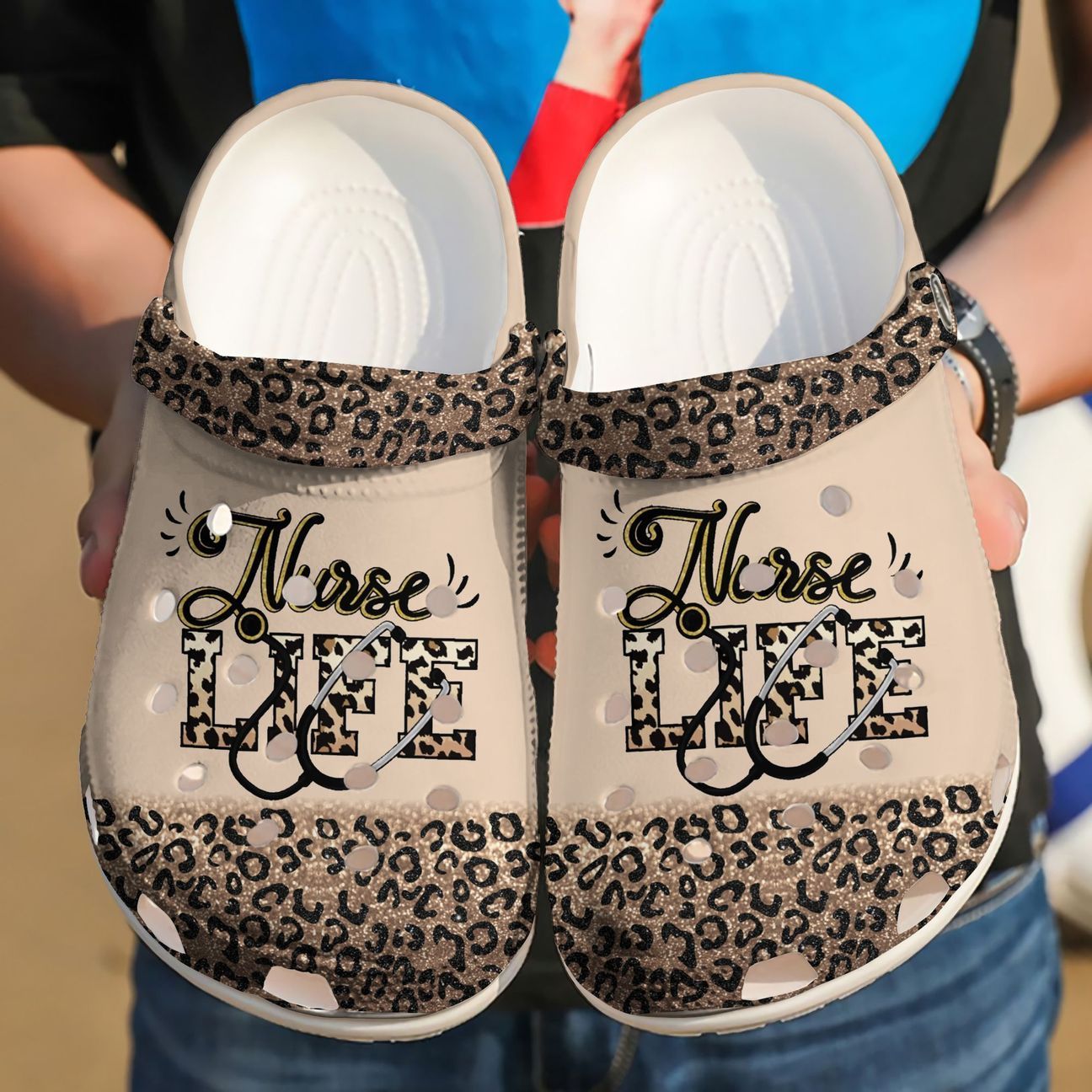 Nurse Personalized Clog, Custom Name, Text Nursing Life Cheetah, Fashion Style For Women, Men, Kid, Print 3D