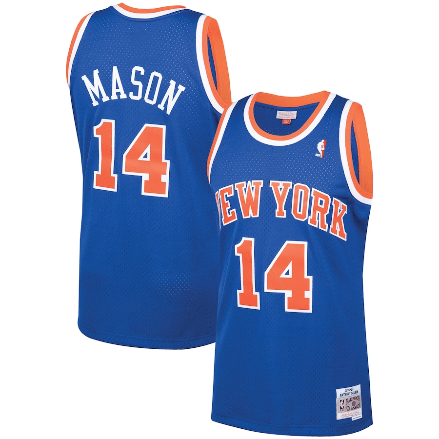 Anthony Mason New York Knicks Mitchell & Ness 1991 92 Hardwood Classics Swingman Blue 3D Jersey