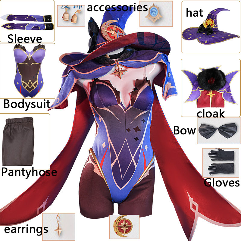 Anime Game Genshin Impact Cosplay Mona Costume Girls Women Girls Halloween Carnival Party Sexy Dress Uniform Cosplay Wig Outfit alx