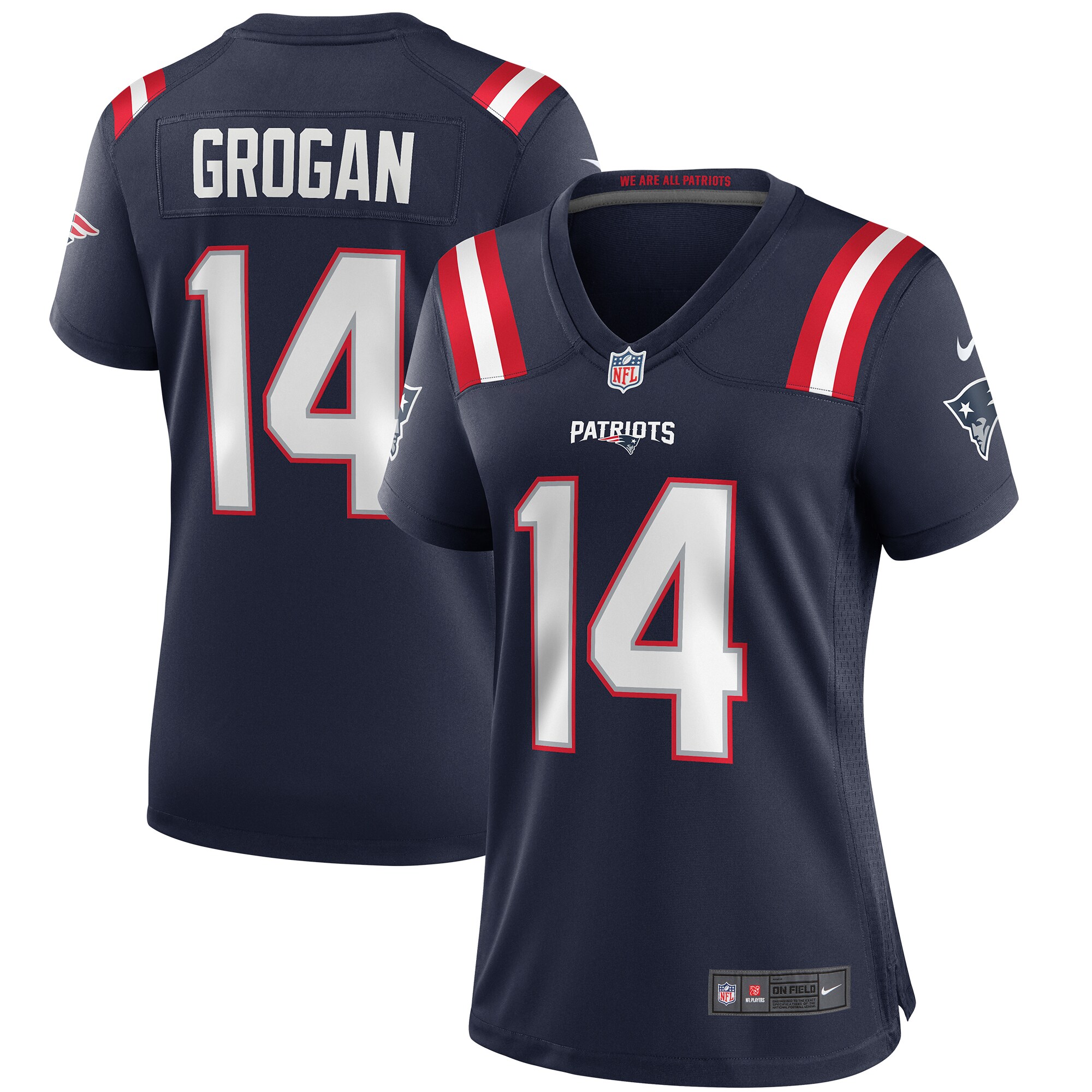 Women’s New England Patriots Steve Grogan Navy Game Retired Player Jersey