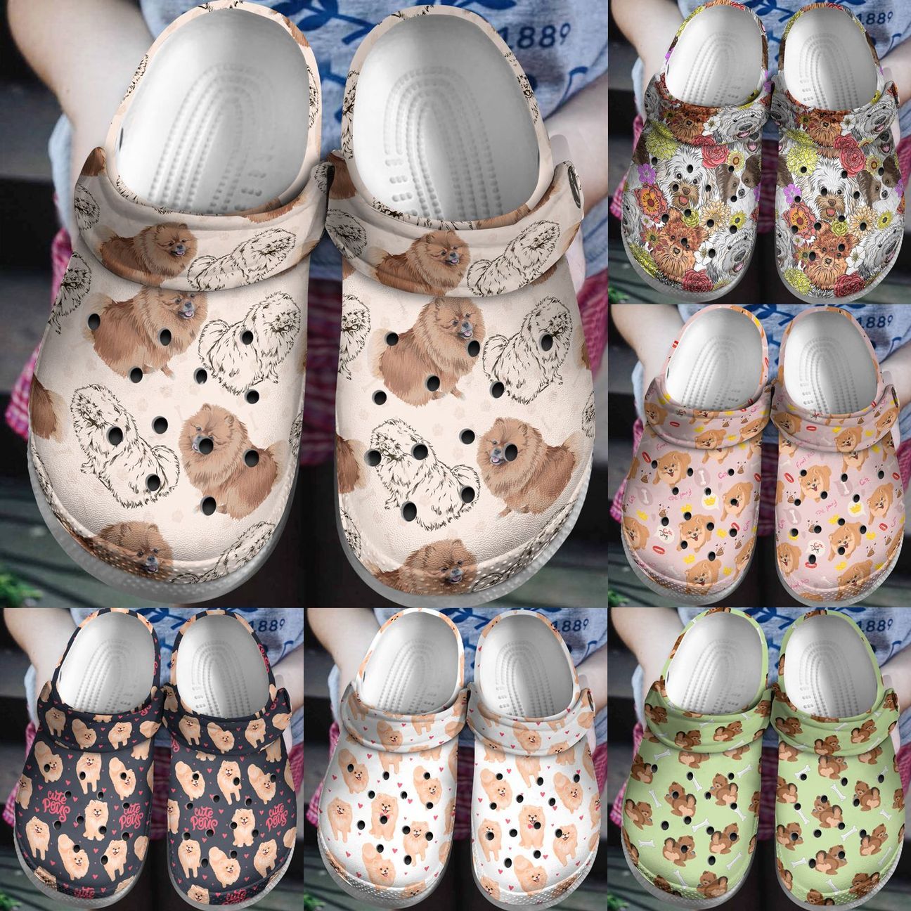 Pomeranian Personalize Clog, Custom Name, Text, Fashion Style For Women, Men, Kid, Print 3D Pomeranian Collection