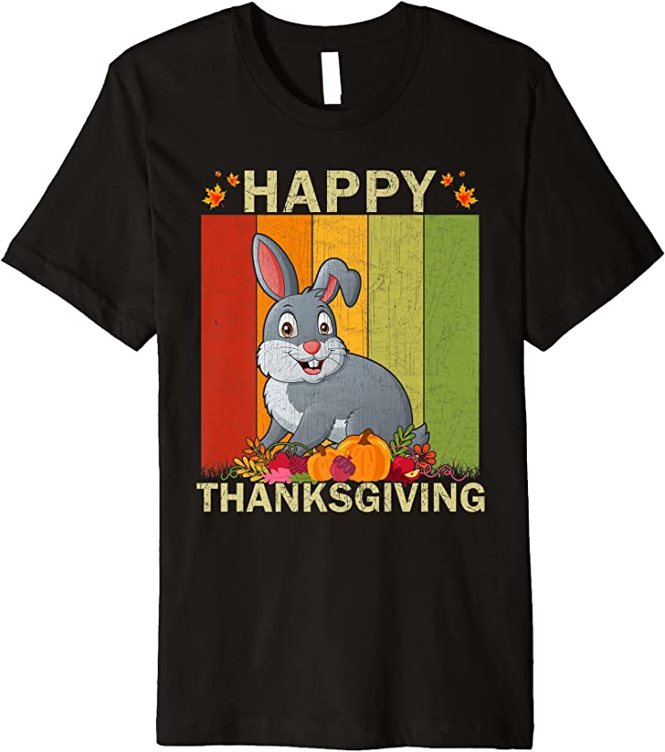 Rabbit Lover Retro Graphic Family Matching Thanksgiving Premium T-Shirt