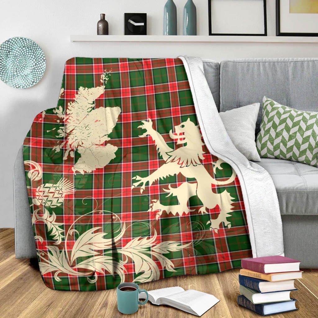 Tartan Blanket Pollock Modern Tartan Scotland Lion Thistle Map Plaid Blanket