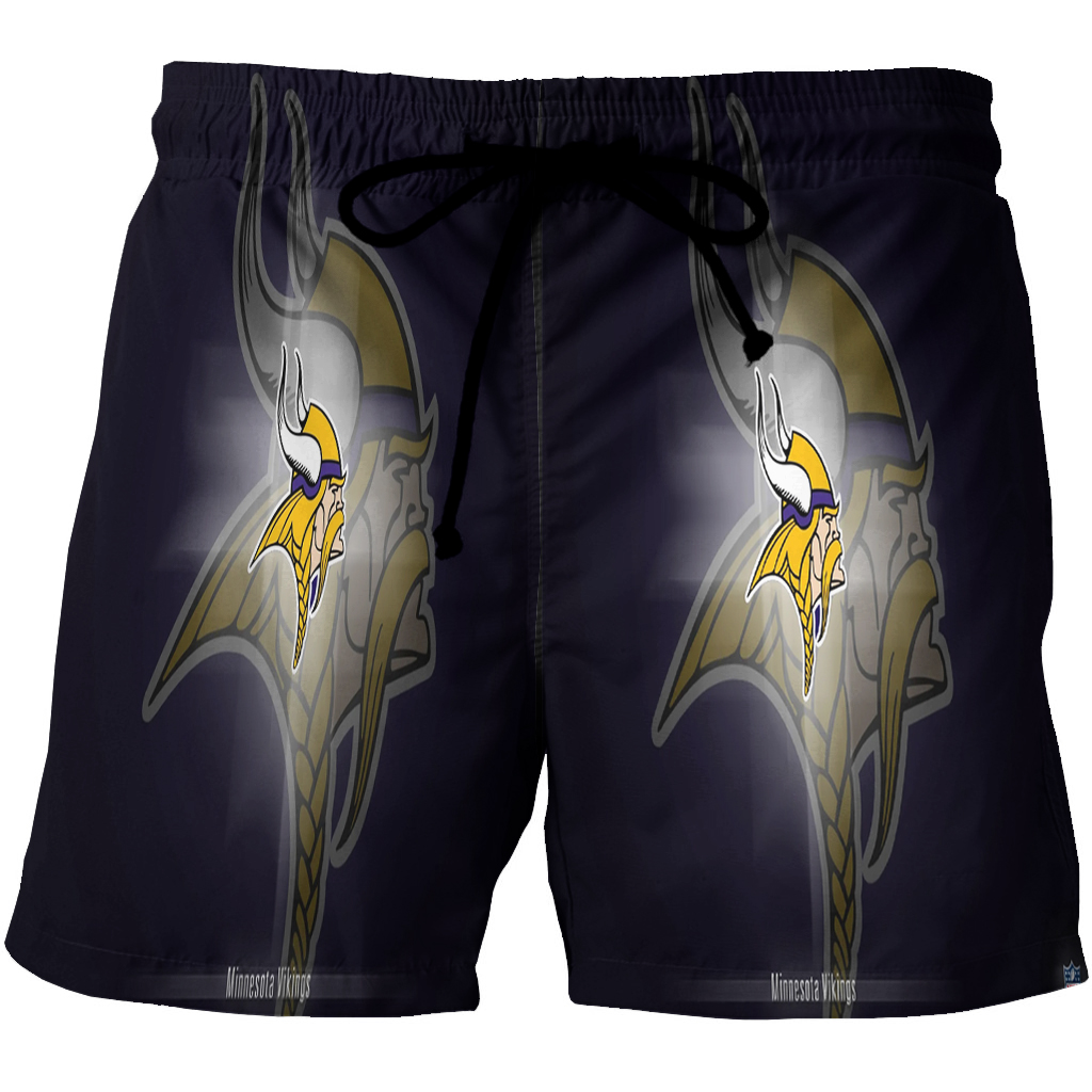 Minnesota Vikings Emblem V3 3D All Over Print Summer Beach Hawaiian Short