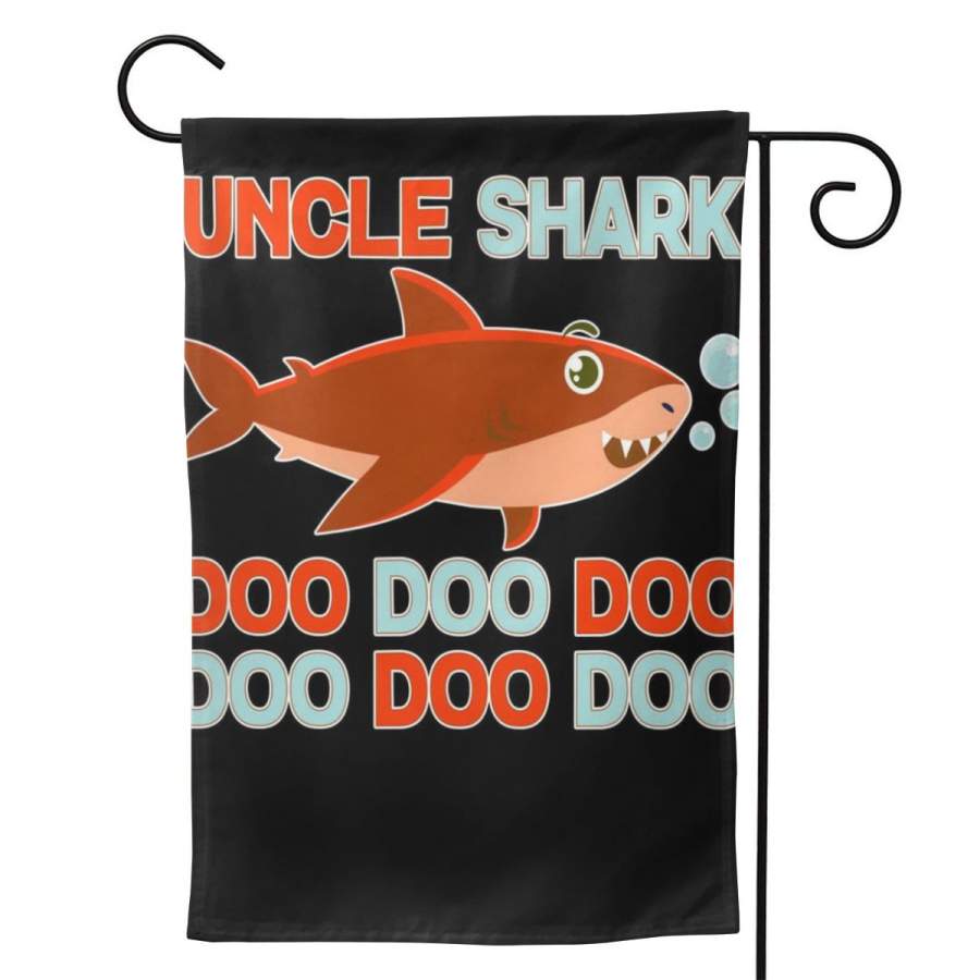 2 Pcs Garden Flag Uncle Shark Doo Doo Doo Horizontal Poster 12.5″x18″ -Mothers Day, Birthday Gifts for Mom, Dad, Wife, Husband, Daughters, Grandma, Friends