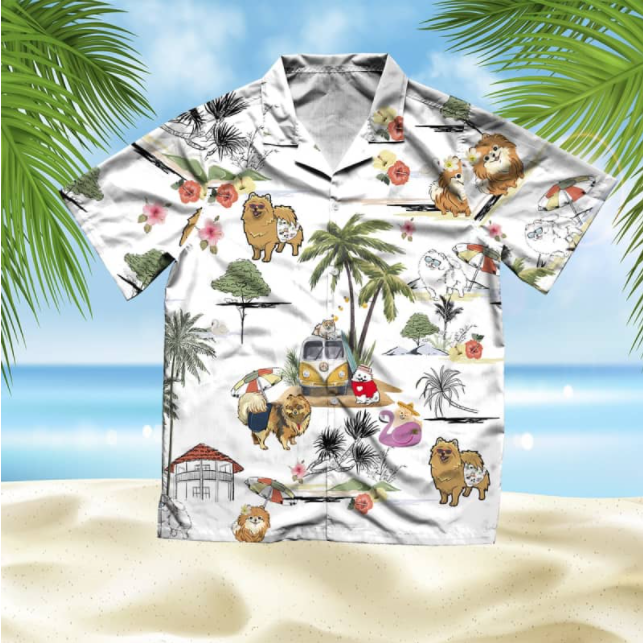 Pomeranian Beach All Over Printed Hawaiian Shirt Ha94268