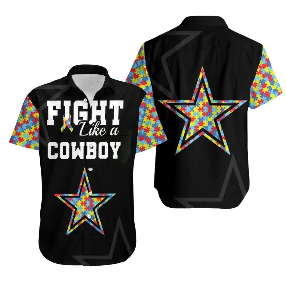 Fight Like A Dallas Cowboys Autism Support Hawaii Shirt Combo Beach Ha60846