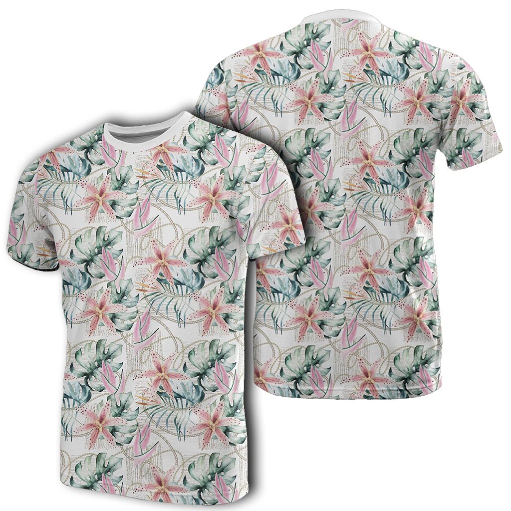 Hawaiian Tropical Pattern With Leaves And Gold Chains Ah Ha105565