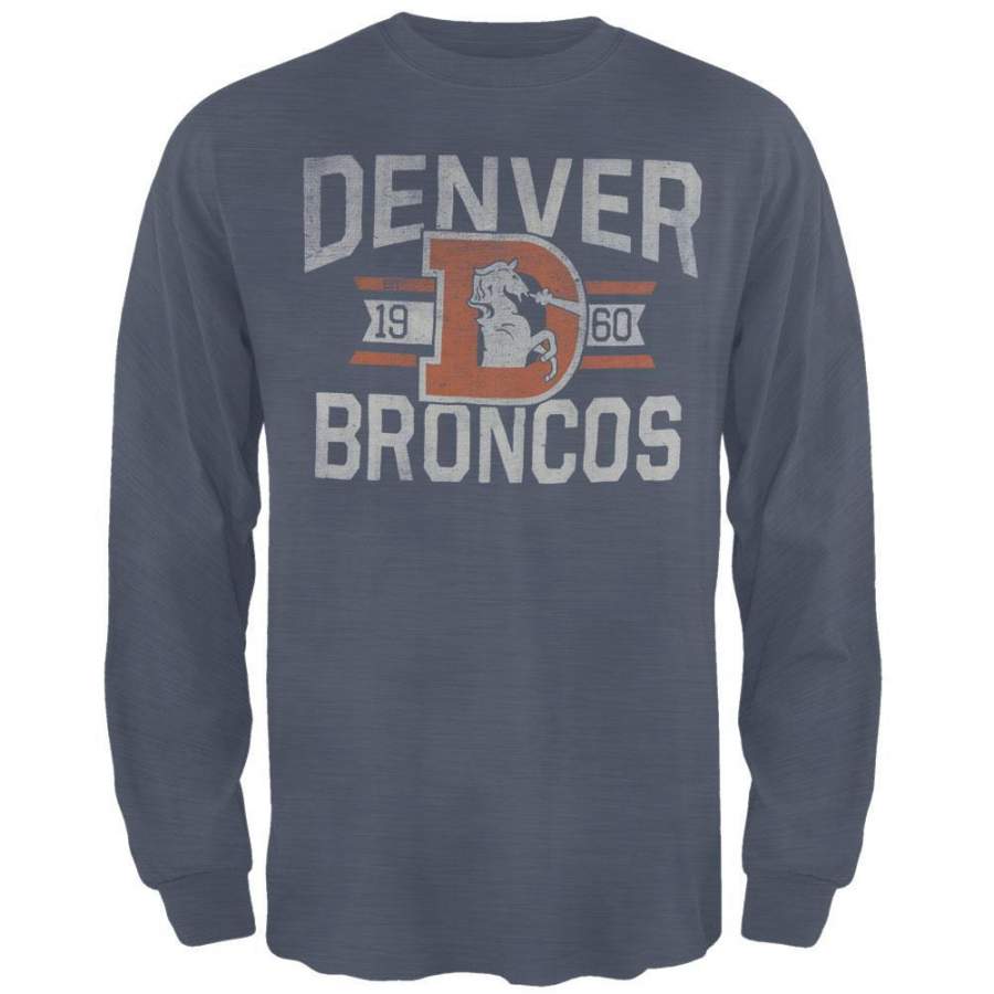 Denver Broncos – Distressed Logo Scrum Premium Long Sleeve T-Shirt