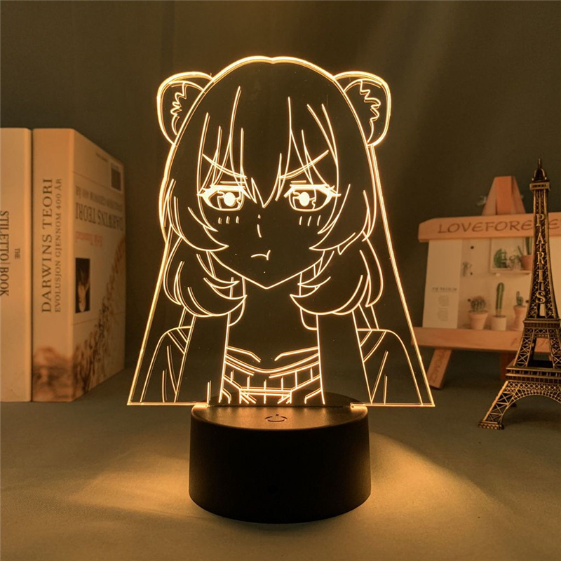 The Rising Of The Shield Hero 3D Lamp Anime Night Light For Bedroom Decor Kawaii Raphtalia Figure Acrylic Stand Model Nightlight Alx Artthread Style
