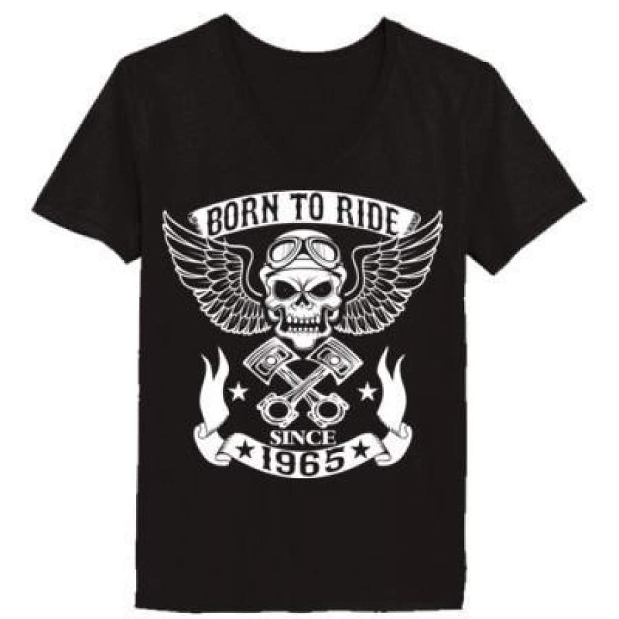 AGR Born To Ride Since 1965 – Ladies’ V-Neck T-Shirt