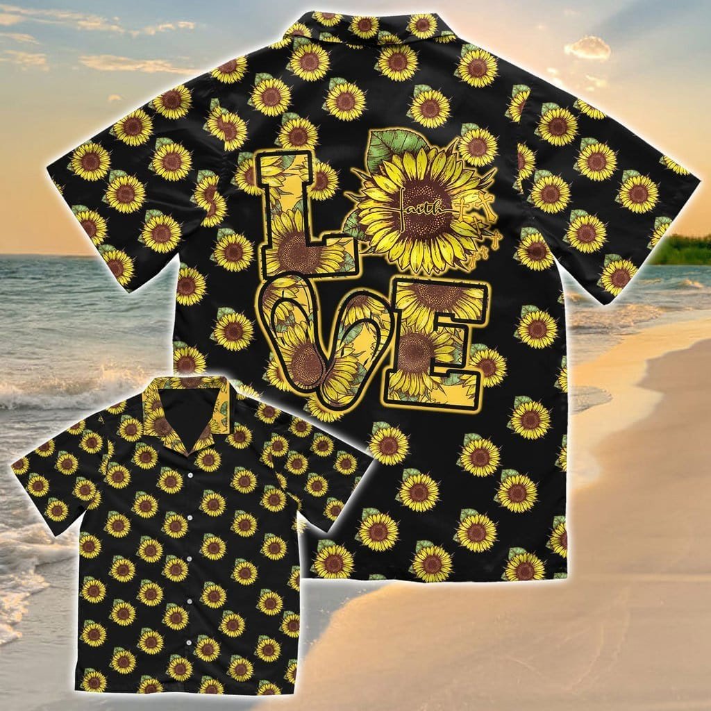 Faith Love Sunflower And Flip Flop Unisex Hawaii Shirts Ha89869