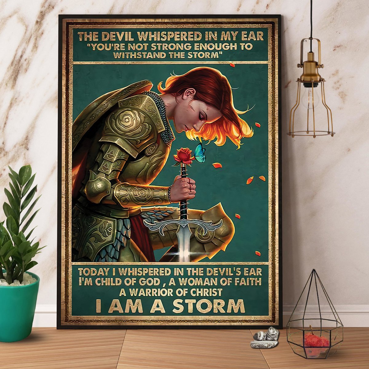 A Warrior Of Christ I Am A Storm Vintage Poster No Frame