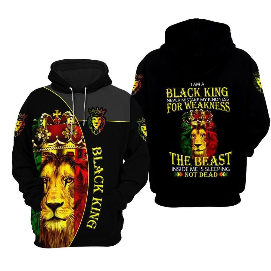 I Am A Black King Lion Hoodie 3D #V