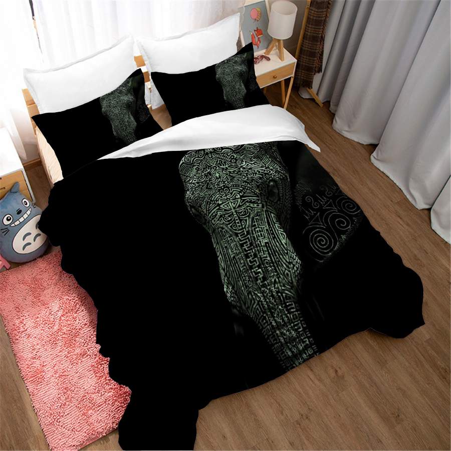 3D Black Animal Elephant Quilt Cover Set Bedding Set Duvet Cover Pillowcases SF205