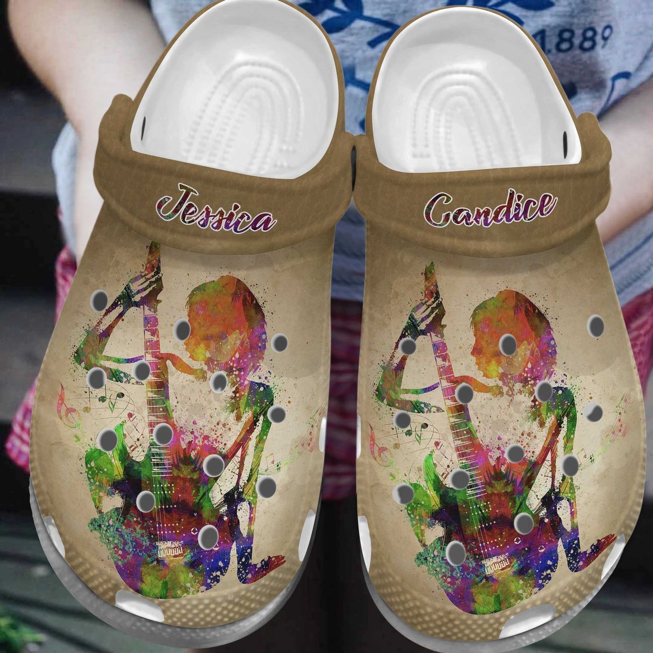 Guitar Personalize Clog, Custom Name, Text, Fashion Style For Women, Men, Kid, Print 3D Guitar Lady