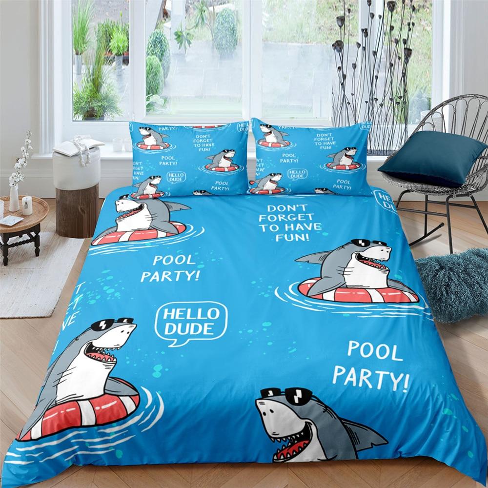 Shark Pool Party 3 Pcs Quilted Comforter Set