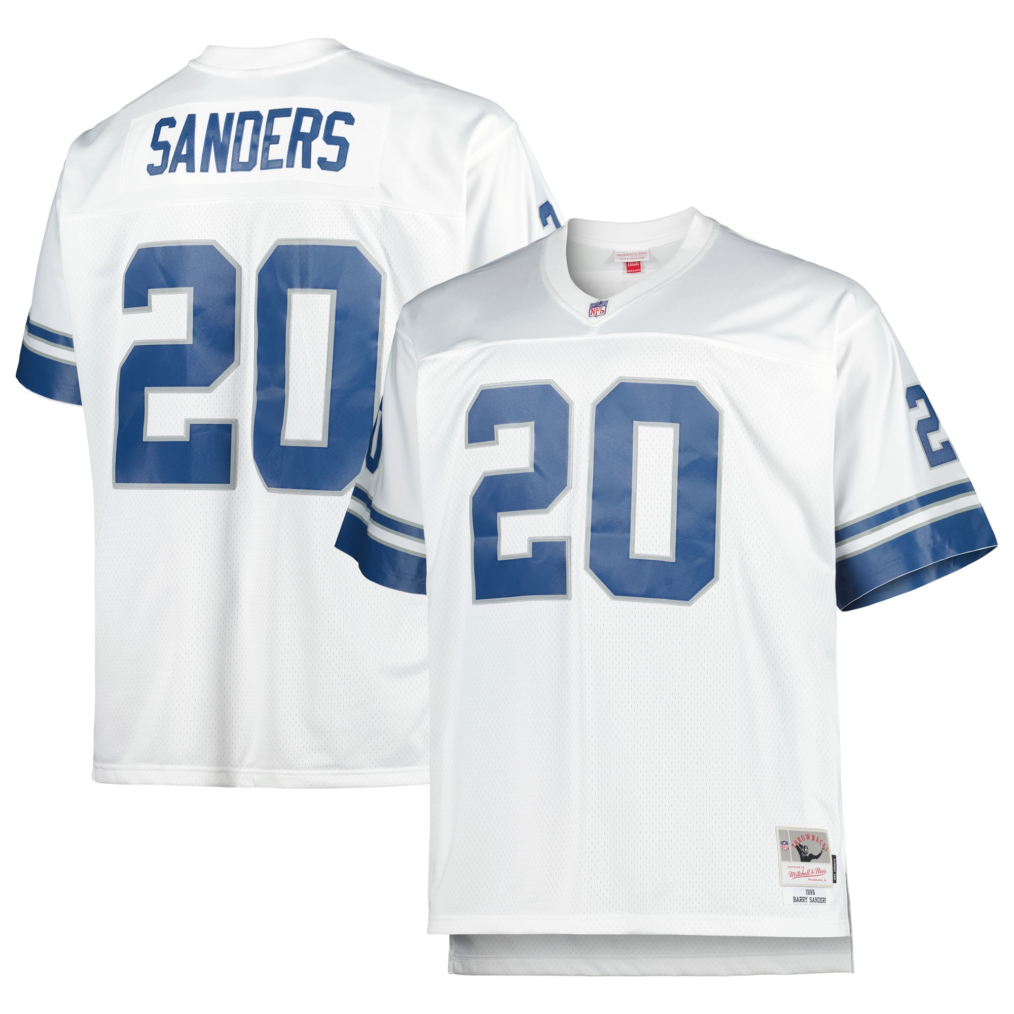 Men’s Detroit Lions Barry Sanders Mitchell & Ness White Big & Tall 1996 Retired Player Jersey