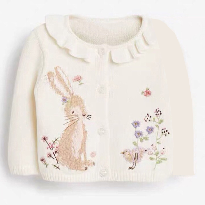 Little maven Kids Girls Clothes Lovely White Rabbit Sweater Cotton Sweatshirt Autumn Outfit for Kids 2 to7year alx