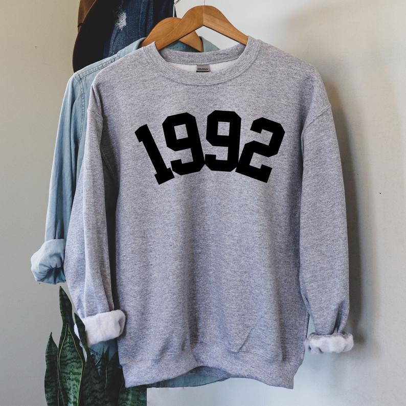 1992 Birthday Year Number Sweatshirt For Women, Womens 29Th Birthday Sweater, Cute Birthday Gift, Awesome 29Th, 1992 Shirt For Her Him