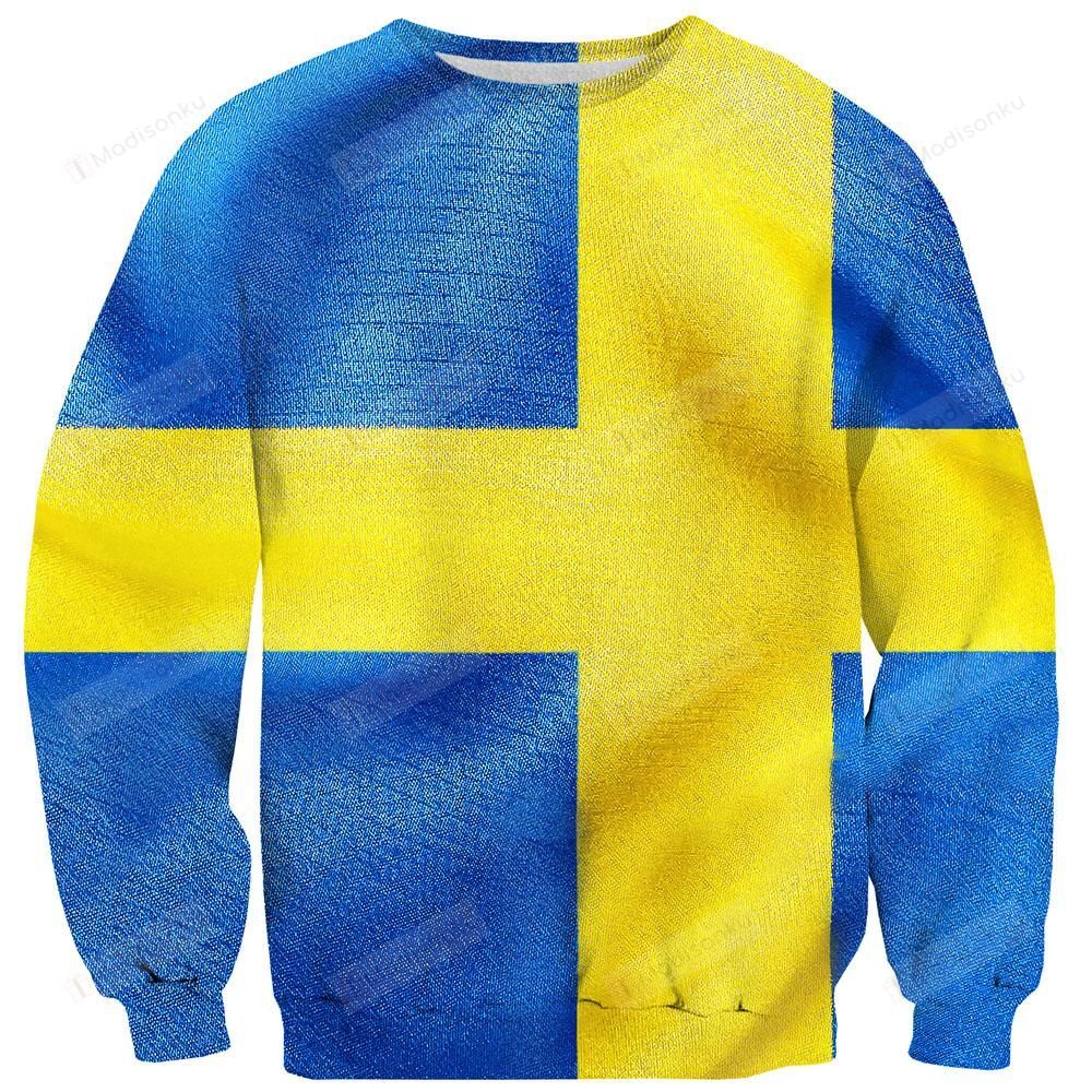 Swedish Flag Ugly Christmas Sweater, All Over Print Sweatshirt