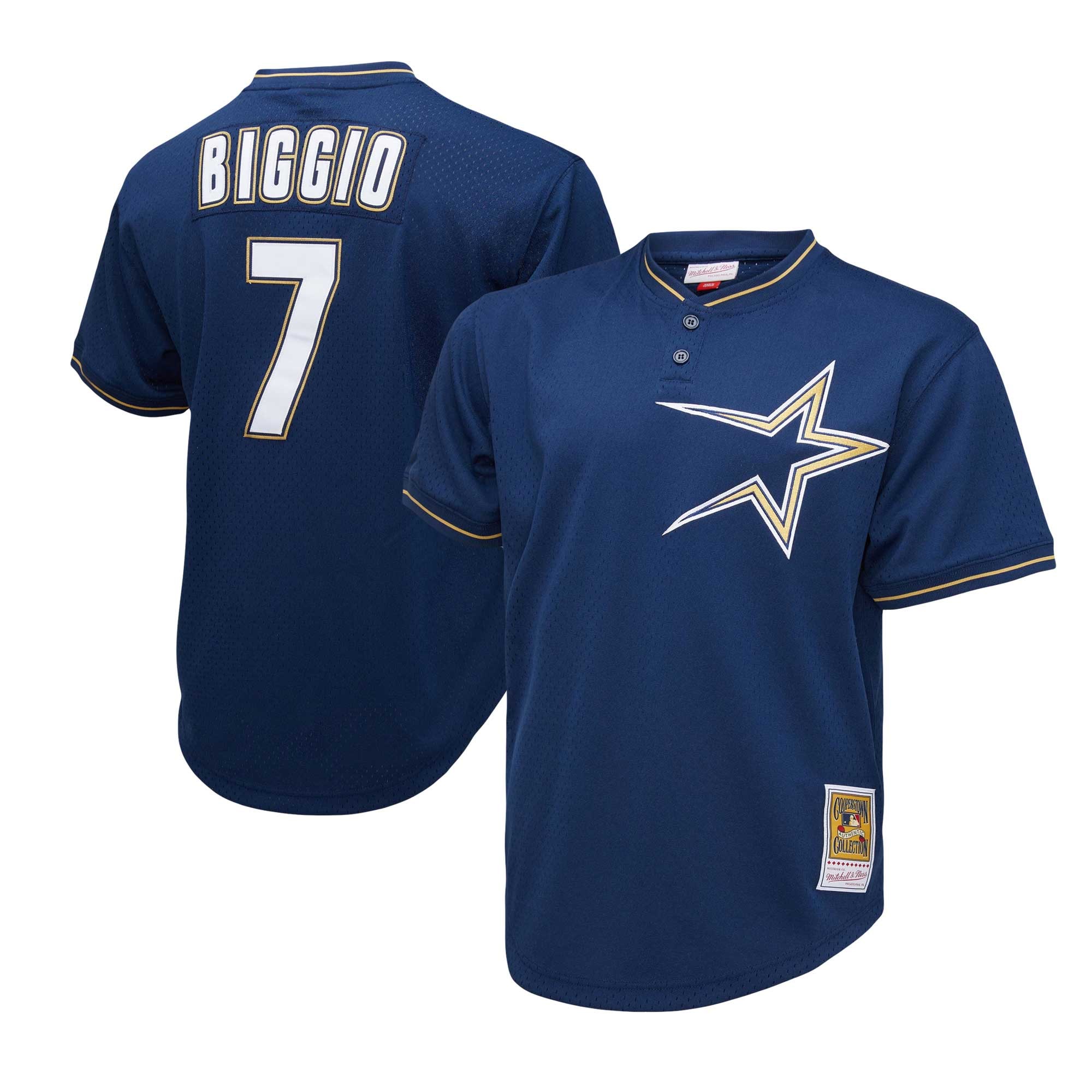 Craig Biggio Houston Astros Mitchell & Ness 1991 Cooperstown Collection Mesh Pullover Jersey – Navy