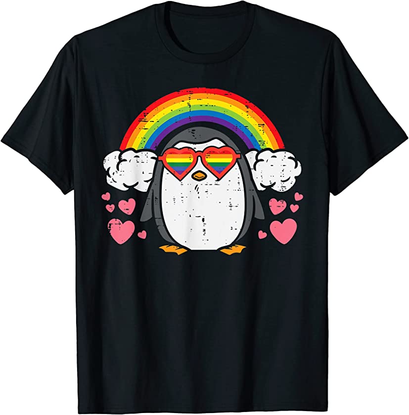 Penguin Rainbow Flag Animal Gayguin LGBTQ Gay Pride Ally T-Shirt