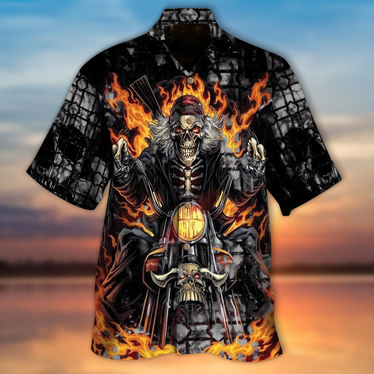 Biker Skull Halloween Aloha Hawaii Shirts For Men Women Ha74049