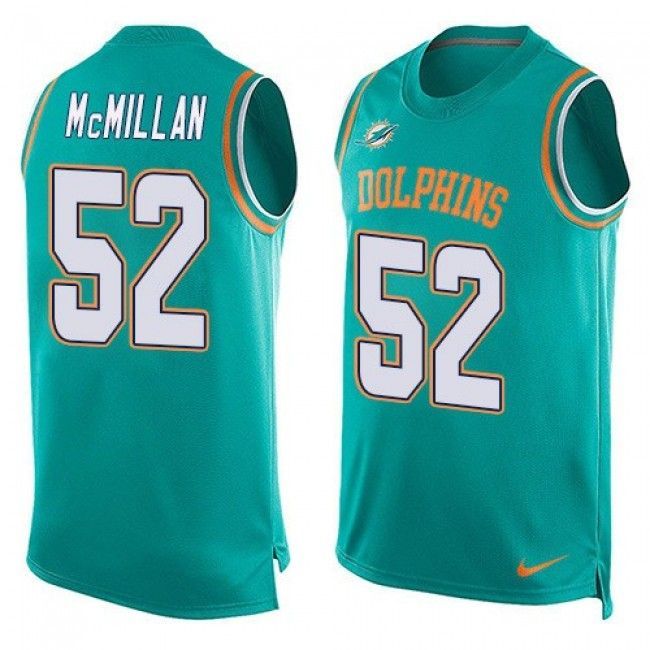 Dolphins #52 Raekwon Mcmillan Aqua Green Team Color Tanktop Jersey For Fans