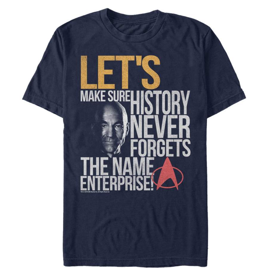 Star Trek Men’s Next Generation Picard History Never Forgets  T Shirt