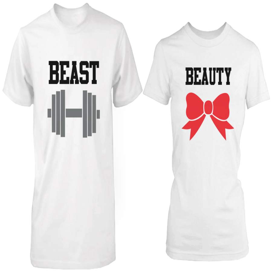 Beauty & Beast White Matching Couple Shirts (Set)