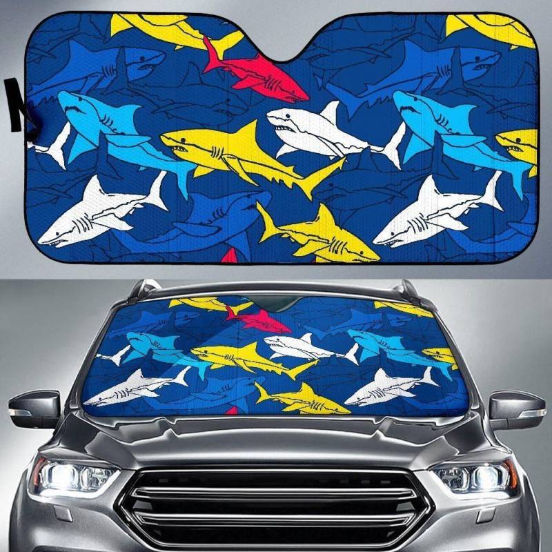 Shark Color Pattern Car Sun Shade