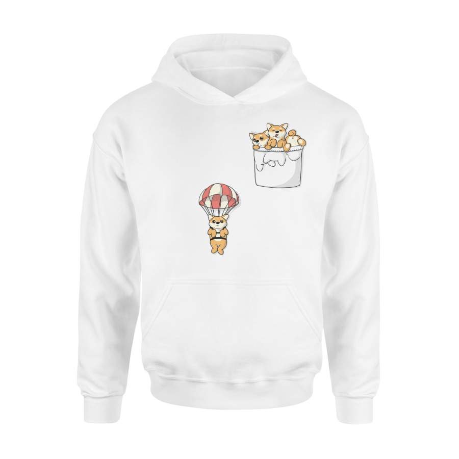 Cute Shiba Inu Puppy Playing Parachute In Pocket Dog Hoodie