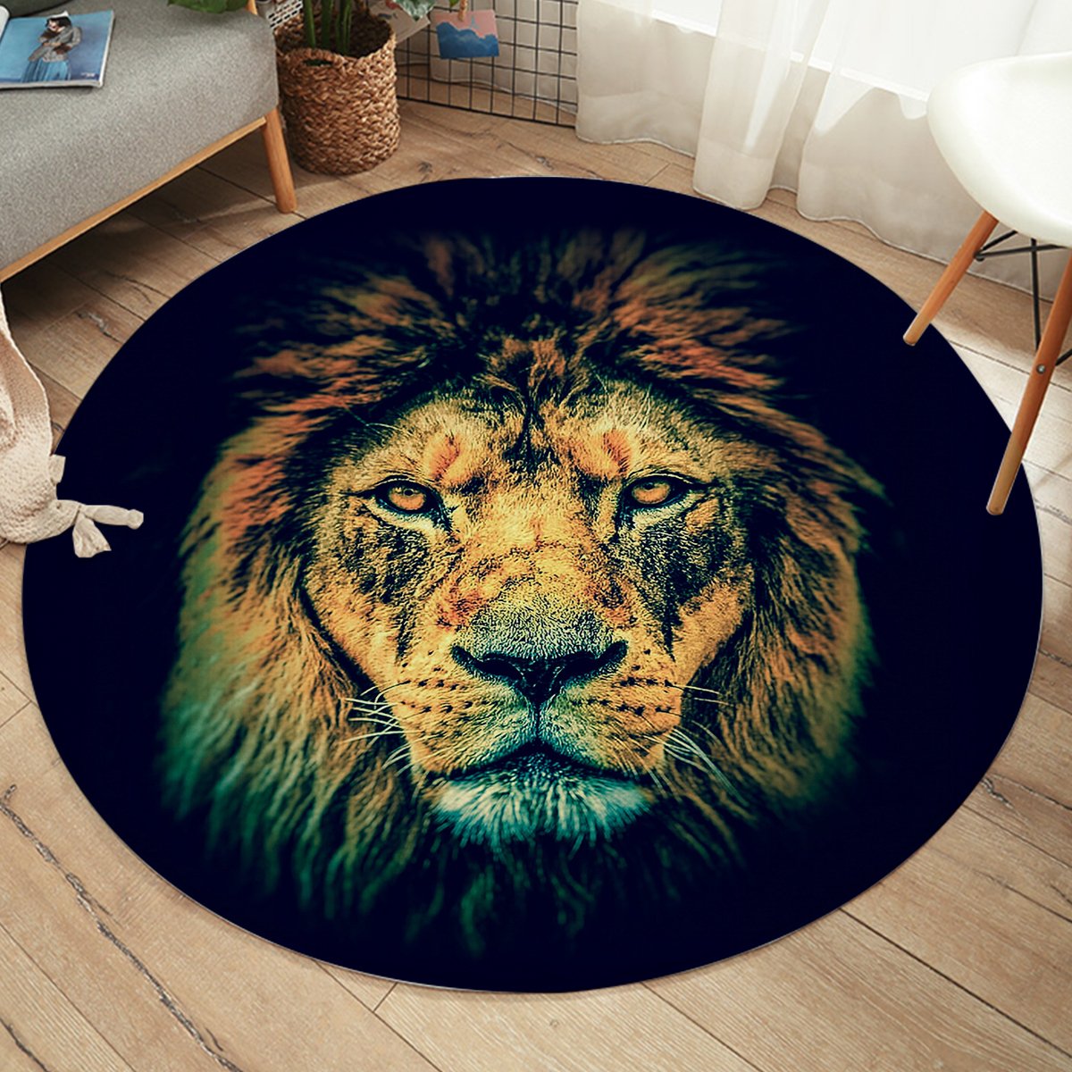 Lion Mugshot SW2481 Round Rug